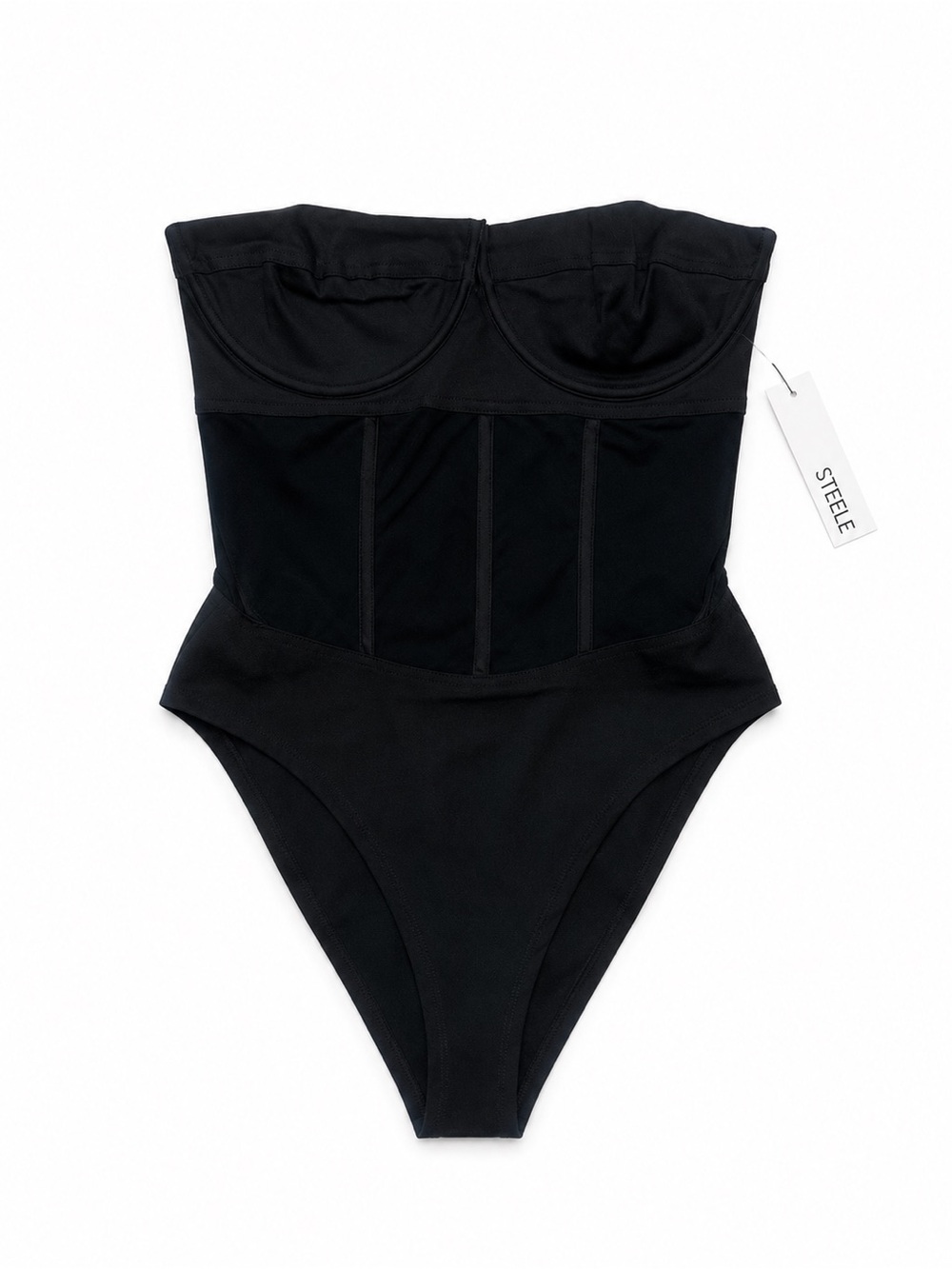 NWT Steele Black Strapless Corset Bodysuit